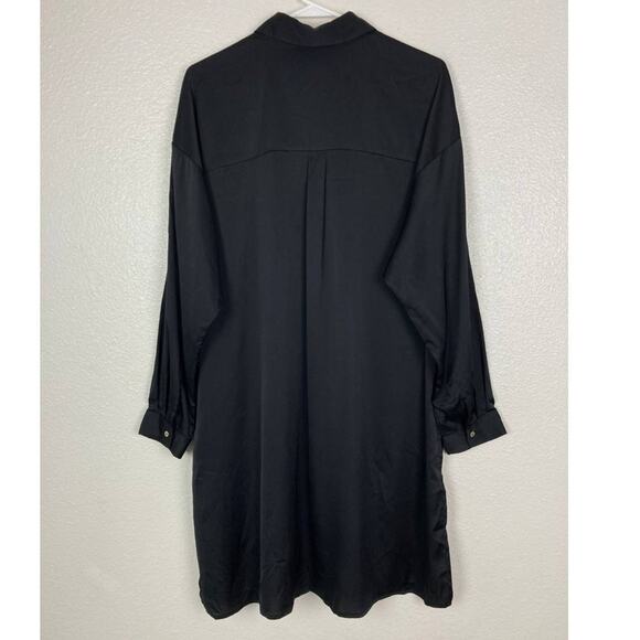 Black Tape Dress Tunic Shirt Black Button Front Long Sleeve Extra Large XL 16 - Picture 5 of 15